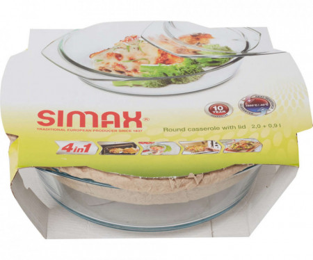 Simax Vas Rotund 2L cu Capac 0.9L