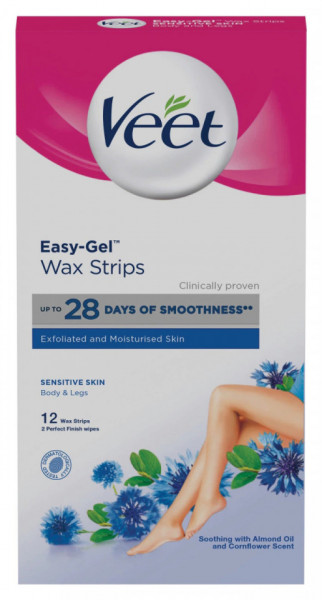 Veet Easy Gel Benzi Depilatoare cu Ceara pentru Piele Sensibila 12benzi