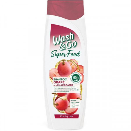 Wash&Go Super Food Sampon cu Struguri si Macadamia 400ml