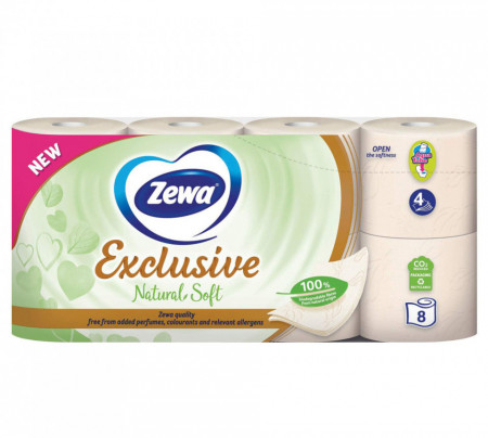 Zewa Exclusive Natural Soft Hartie Igienica 4 Straturi 8 Role