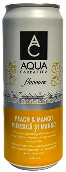 Aqua Carpatica Bautura Racoritoare Carbogazoasa cu Apa Minerala Naturala Piersica si Mango 330ml