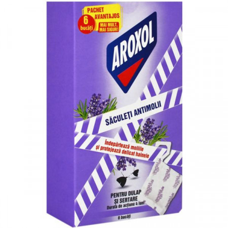 Aroxol Saculeti Antimolii pentru Dulap si Sertare cu Parfum de Lavanda 6bucati