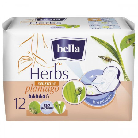 Bella Herbs Absorbante Sensitive Normal cu Extract de Patlagina 12bucati