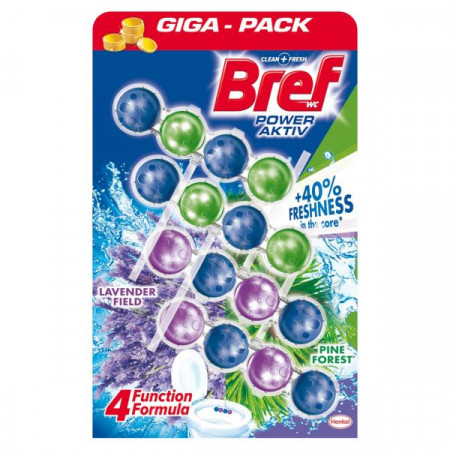Bref Odorizant de Baie pentru Wc Power Aktiv Lavender & Pine Forest 4 x 50g
