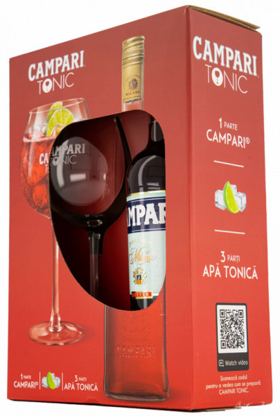 Campari Set Aperitiv Bitter 700ml + 1 Pahar