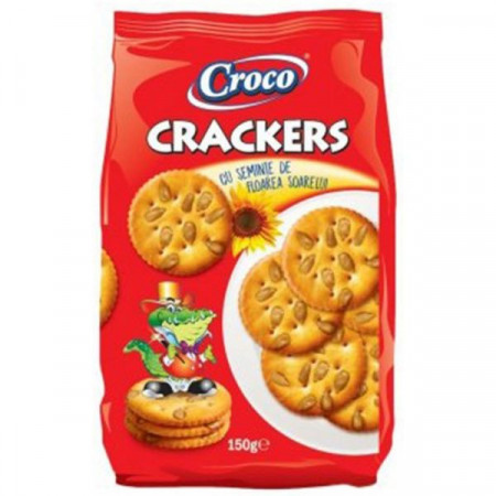 Croco Crackers Biscuiti cu Seminte de Floarea Soarelui 150g