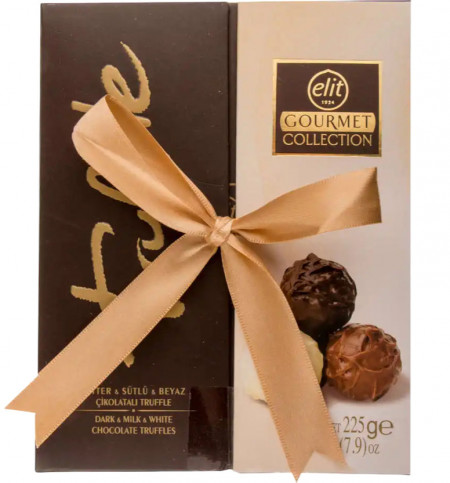 Elit Selectie de Trufe din Ciocolata Neagra Alba si cu Lapte 225g