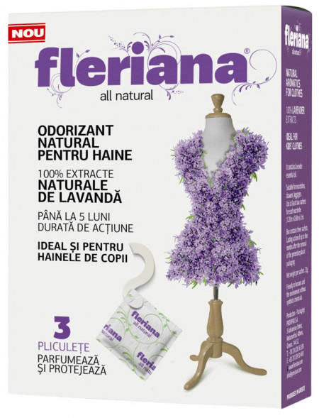 Fleriana Odorizant Natural pentru Haine cu Extract de Lavanda 3 buc