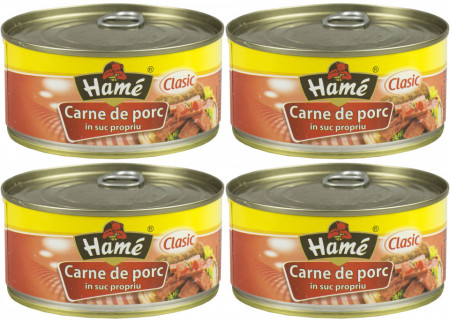 Hame Carne de Porc in Suc Propriu 4 buc x 300g