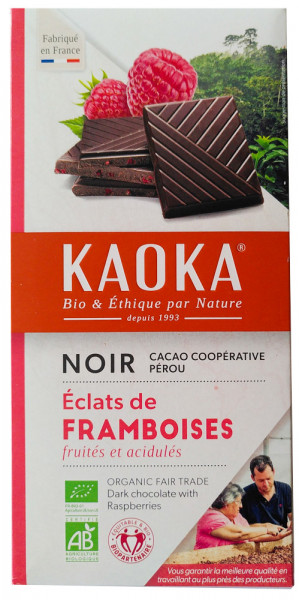 Kaoka Ciocolata Neagra cu Zmeura Eco 100g