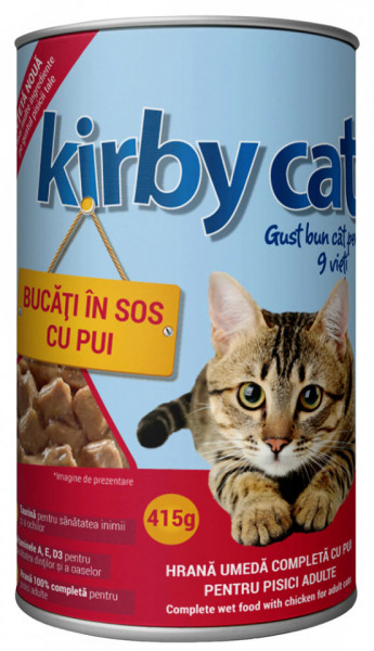 Kirby Cat Hrana Umeda Completa cu Carne de Pui pentru Pisici Adulte 415g
