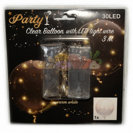 Party Balon 30 Led Alb-Cald/D=45Cm