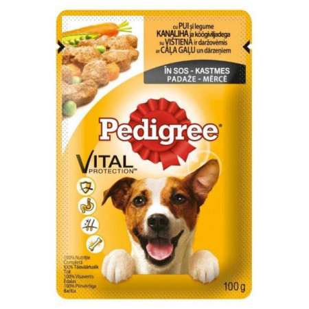Pedigree Vital Protection Hrana Umeda pentru Caini Adulti cu Carne de Pui si Legume in Sos 100g