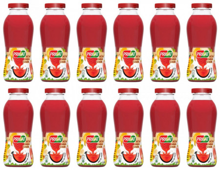 Prigat Bautura Racoritoare Necarbonatata cu Piure de Banane si Piure de Capsuni 12 buc x 250ML