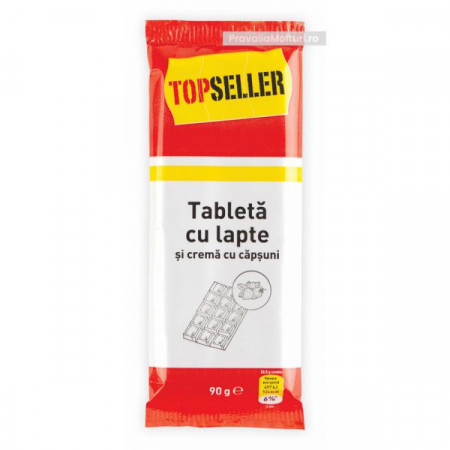 TopSeller Tableta cu Lapte si Crema cu Capsuni 90g