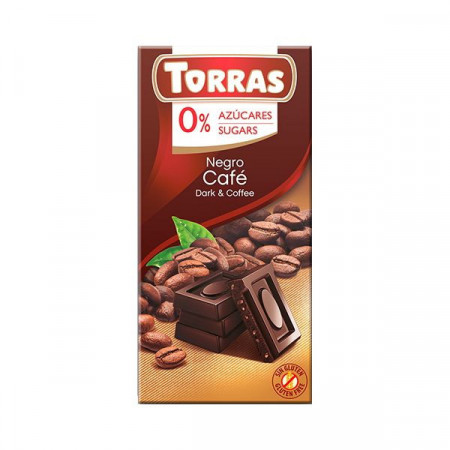 Torras Ciocolata Neagra cu Cafea si Indulcitor fara Zahar 75g