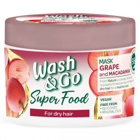 Wash&Go Super Food Masca pentru Par cu Struguri si Macadamia 300ml