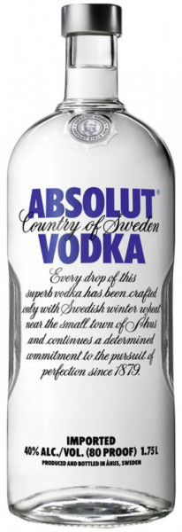 Absolut Blue Vodka 40% Alcool 1.75L