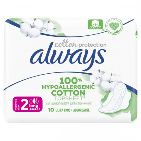 Always Absorbante Cotton Protection Long 10bucati