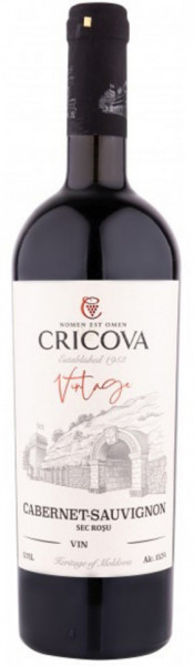 Cricova Vintage Cabernet Sauvignon Vin Rosu Sec 14% Alcool 750ml