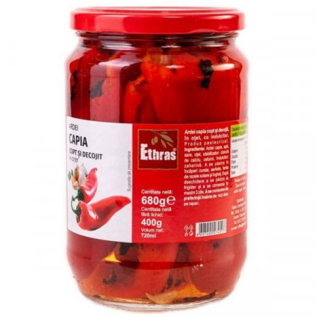 Ethras Ardei Capia Copt si Decojit in Otet 680g