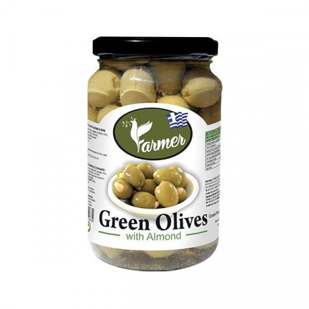 Farmer Masline Verzi umplute cu Migdale in Saramura 350g