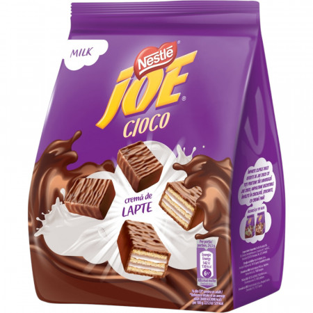 Joe Cioco Napolitane Crocante cu Crema de Lapte invelite in Ciocolata cu Lapte 160g