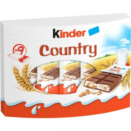 Kinder Country Batoane de Ciocolata cu Lapte si Cereale 9bucati 211,5g