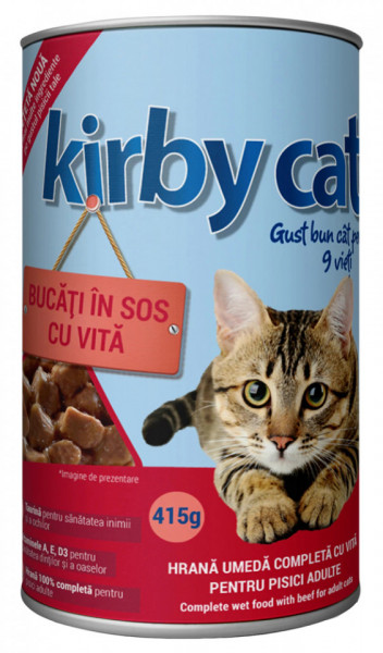 Kirby Cat Hrana Umeda Completa cu Carne de Vita pentru Pisici Adulte 415g