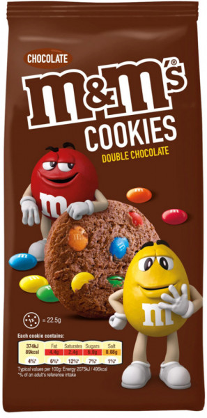 M&M Cookies Double Chocolate Biscuiti Crocanti cu Bomboane M&M 180g