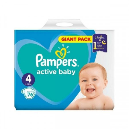 Pampers Active Baby Marimea 4 Scutece pentru Copii 9-14kg 76bucati