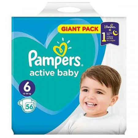 Pampers Active Baby Marimea 6 Scutece pentru Copii 13-18kg 56bucati
