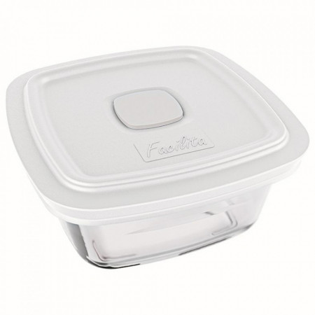 Plastor Marinex Cutie Patrata din Sticla cu Capac Ermetic 1L