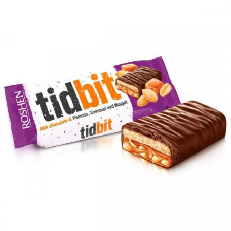 Roshen Tidbit Ciocolata cu Nuga Caramel Moale si Arahide 50g