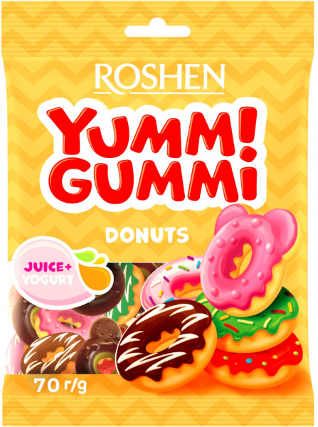 Roshen Yummi Gummi Donuts Jeleuri Neglazurate 70g