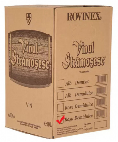 Rovinex Vinul Stramosesc Vin Rosu Demidulce 10.5% Alcool 10L