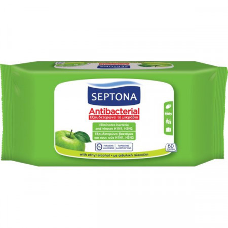 Septona Servetele Antibacteriene cu Ethanol si Parfum de Mar Verde 60bucati