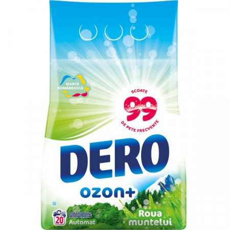 Dero Detergent de Rufe Pudra Automat Ozon+ Roua Muntelui pentru 20 Spalari 2kg