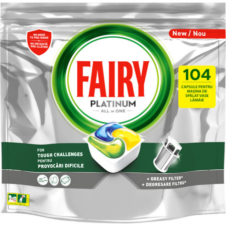Fairy Platinum All in One Capsule pentru Masina Automat de Spalat Vase pentru 104 Spalari 1550g
