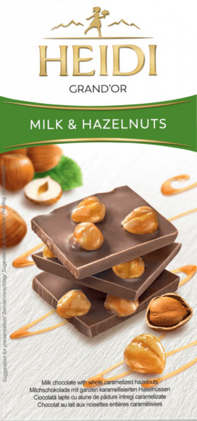 Heidi Grand`Or Ciocolata cu Lapte si Alune de Padure Intregi Caramelizate 100g