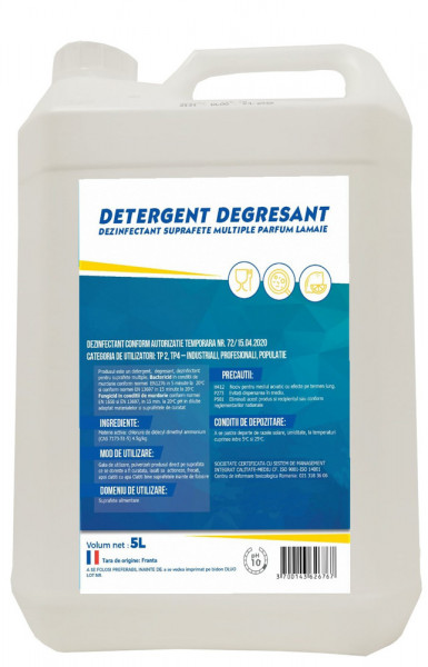 Jasol Detergent Degresant si Dezinfectant pentru Suprafete Multiple cu Parfum de Lamaie 5L