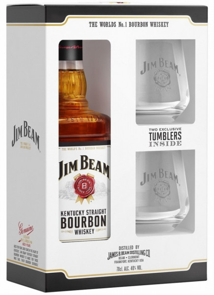 Jim Beam Set Bourbon Whisky 700ml + 2 Pahare
