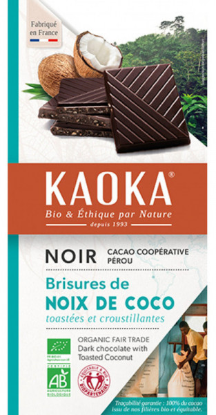 Kaoka Ciocolata Neagra cu Cocos Prajit Eco 100g