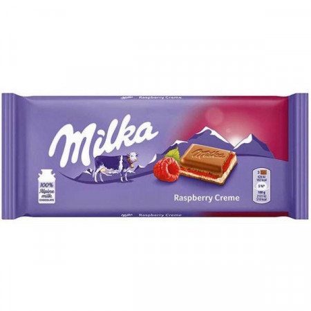 Milka Ciocolata cu Lapte cu Aroma de Zmeura 100g
