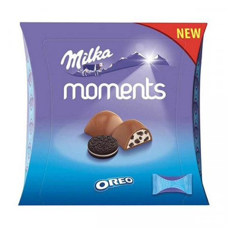 Milka Moments Ciocolata cu Lapte si Bucati de Biscuiti Oreo 92g