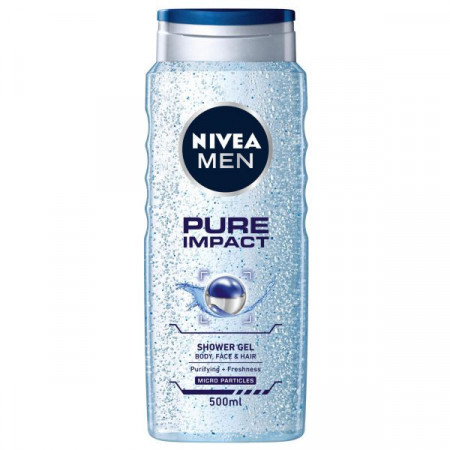Nivea Men Pure Impact Gel de Dus pentru Corp Fata si Par 500ml