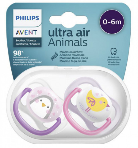 Philips Avent Ultra Air Animals Set 2 Suzete 0-6 luni