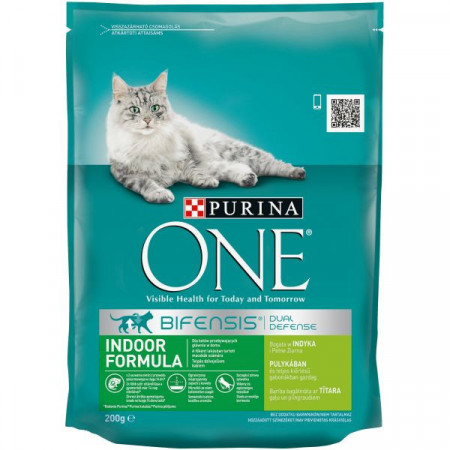 Purina One Indoor Hrana Uscata pentru Pisici cu Carne de Curcan si Cereale Integrale 200g
