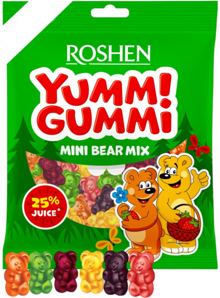 Roshen Yummi Gummi Mini Bear Mix Jeleuri Neglazurate 70g