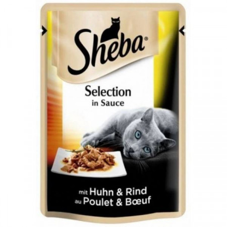 Sheba Hrana Umeda pentru Pisici cu Carne de Pui si Vita in Sos 85g